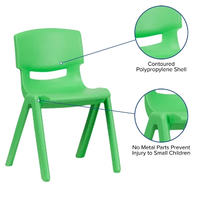 Flash Furniture 2 Pack Green Plastic Stackable School Chair With 15.5" Seat Height - Image 2