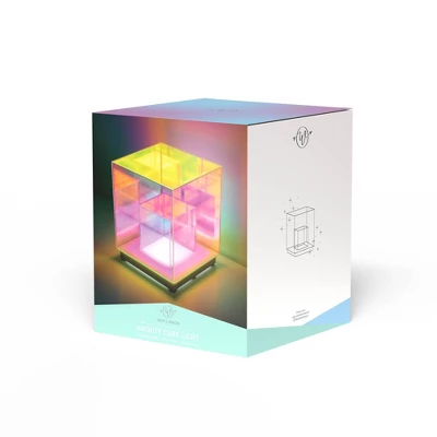 Teen Iridescent Acrylic LED Cube Novelty Table Lamp - West & Arrow - Image 3