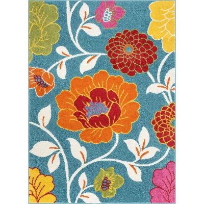 Well Woven Modern Daisy Flowers Blue Kids Room Floral Area Rug - Image 8