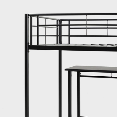 Twin Analise Metal Low Loft Bed With Desk And Storage Black - Saracina Home - Image 8