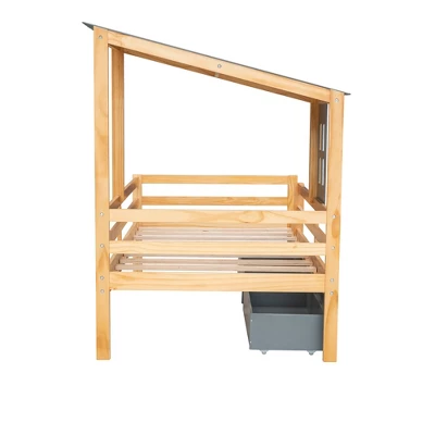 Twin Size House Low Loft Bed With Two Storage Drawers - ModernLuxe - Image 7