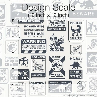 Jurassic World Dominion Signs Peel And Stick Wallpaper Tan/Blue - RoomMates - Image 3