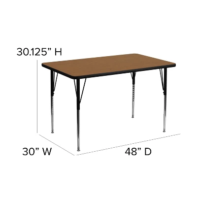 Flash Furniture 30''W X 48''L Rectangular Thermal Laminate Activity Table - Standard Height Adjustable Legs - Image 3