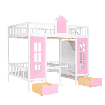 Full-Over-Full Bunk Bed With Changeable Table, Separable Bunk Bed Turn Into Upper Bed And Down Desk-ModernLuxe - Image 6