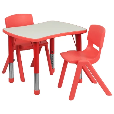 Flash Furniture 21.875"W X 26.625"L Rectangular Plastic Height Adjustable Activity Table Set With 2 Chairs - Image 10