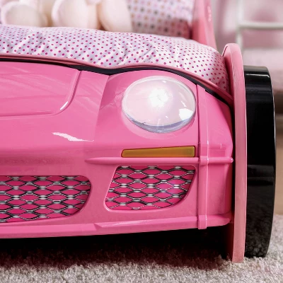 Twin Naglin Racing Car Bed With Led Headlight Pink - HOMES: Inside + Out - Image 5