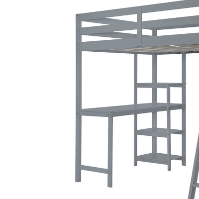 Full/ Twin Size Loft Bed With Wardrobe, Desk And Shelves-ModernLuxe - Image 10