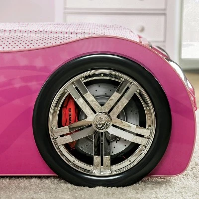 Twin Naglin Racing Car Bed With Led Headlight Pink - HOMES: Inside + Out - Image 4