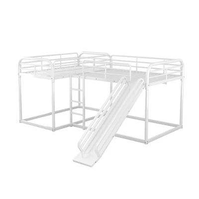 Full And Twin Size L-Shaped Metal Bunk Bed With Slide And Ladder-ModernLuxe - Image 6