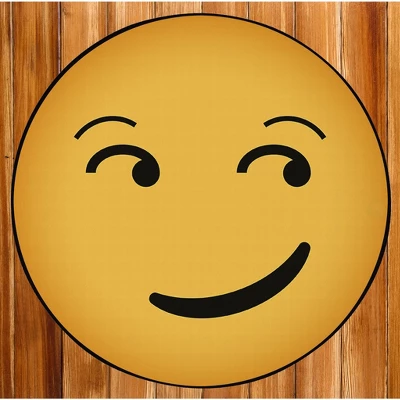 Deerlux Emoji Style Round Funny Smiley Face Kids Area Rug, Smirk Emoji Rug - Image 4