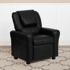 Emma And Oliver Contemporary Kids Recliner With Cup Holder And Headrest