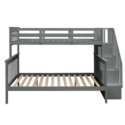 Twin-Over-Full Bunk Bed With Storage Stairs And Guard Rail - ModernLuxe - Image 4
