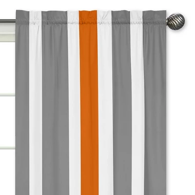 Gray & Orange Striped Curtain Panels - Sweet Jojo Designs - Image 2