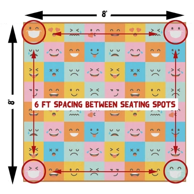 Deerlux 6 Ft. Social Distancing Colorful Kids Classroom Seating Area Rug, Emoji Mask Design - Image 6