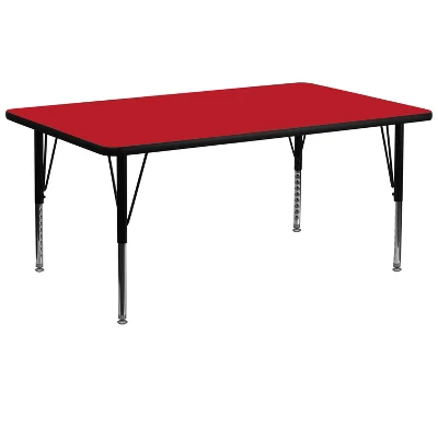 Flash Furniture 30''W X 72''L Rectangular HP Laminate Activity Table - Height Adjustable Short Legs - Image 2
