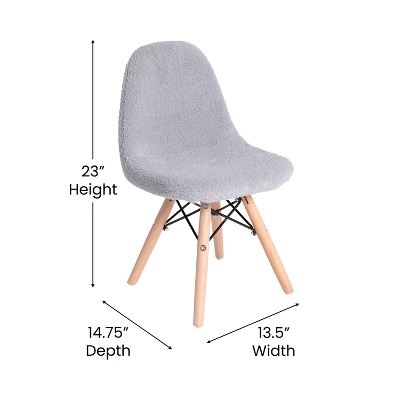 Flash Furniture Zula Kid's Modern Padded Armless Faux Shearling Accent Chair With Beechwood Legs - Image 3