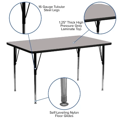 Emma And Oliver 24x60 Rectangle HP Laminate Adjustable Activity Table - Image 7
