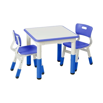 ECR4Kids Square Resin Dry-Erase Adjustable Activity Table With 2 Chairs (3-Piece Set) - Image 7