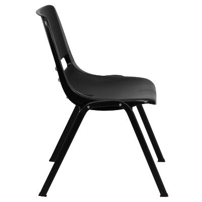 Emma And Oliver Kid's Black Ergonomic Shell Stack Chair - Black Frame And 14"H Seat - Image 7