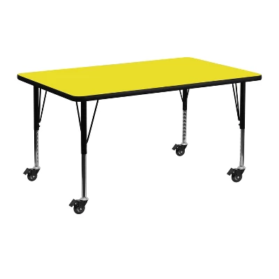 Flash Furniture Mobile 24''W X 48''L Rectangular HP Laminate Activity Table - Height Adjustable Short Legs - Image 4