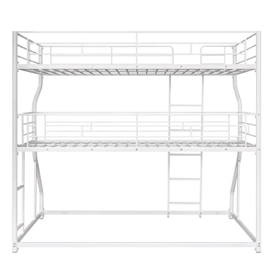 Full XL Over Twin XL Over Queen Size Metal Triple Bunk Bed With Ladder-ModernLuxe - Image 9