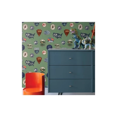 Jurassic World Badges Peel And Stick Wallpaper Green - RoomMates - Image 2