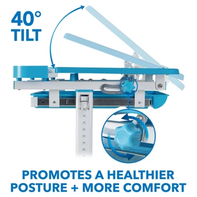 Mount-It! Kids Desk And Chair Set | Height Adjustable Ergonomic Children's School Workstation With Storage Drawer | Blue - Image 9