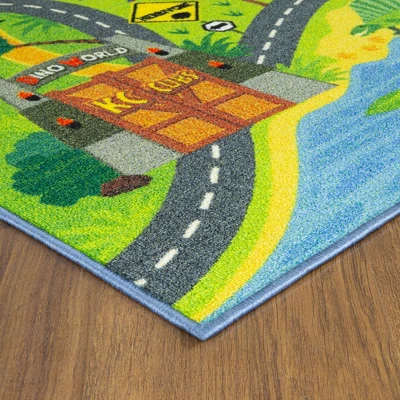 KC CUBS Boy & Girl Kids Dinosaur Dino Car Vehicle Traffic Road Educational Learning & Game Play Nursery Bedroom Classroom Rug Carpet - Image 6