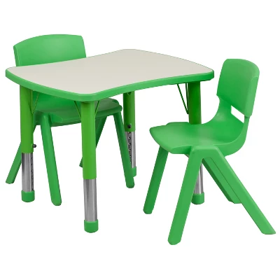 Flash Furniture 21.875"W X 26.625"L Rectangular Plastic Height Adjustable Activity Table Set With 2 Chairs - Image 9