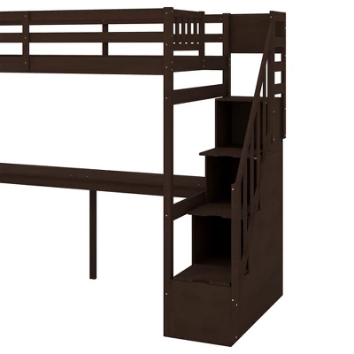 Twin Size Loft Bed With Storage Staircase And Built-in Desk-ModernLuxe - Image 10
