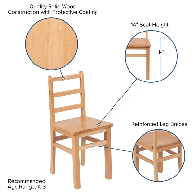 Flash Furniture Kids Natural Solid Wood Table And Chair Set For Classroom, Playroom, Kitchen - Image 2