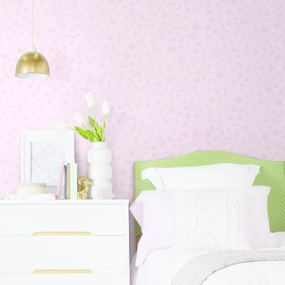 Disney Princess Glitter Icons Peel And Stick Wallpaper Pink - RoomMates - Image 2