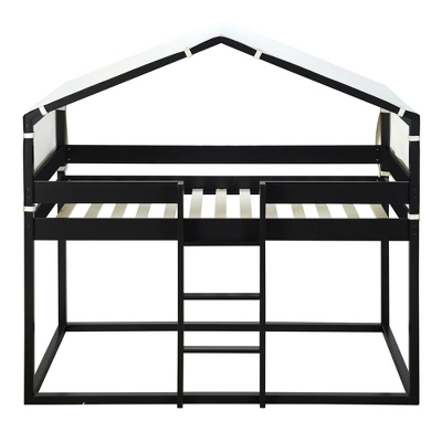 Wood Twin Over Twin Bunk Bed With Tent-ModernLuxe - Image 4