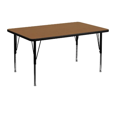 Flash Furniture 30''W X 48''L Rectangular Thermal Laminate Activity Table - Height Adjustable Short Legs - Image 2