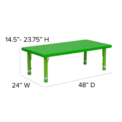 Flash Furniture 24"W X 48"L Rectangular Plastic Height Adjustable Activity Table - Image 3