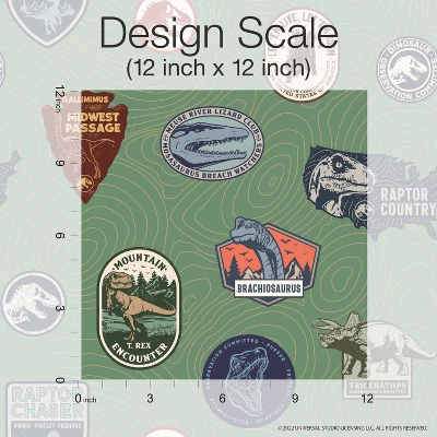 Jurassic World Badges Peel And Stick Wallpaper Green - RoomMates - Image 3