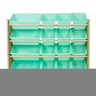 Toy Organizer With 16 Storage Bins Natural/Mint - Humble Crew