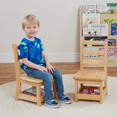 ECR4Kids Three Rung Ladderback Chairs With Storage, 2-Pack - Natural - Image 3