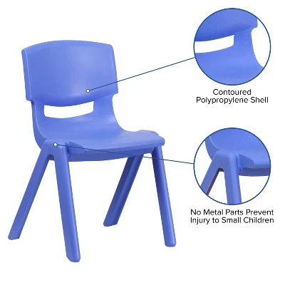Flash Furniture 4 Pack Blue Plastic Stackable School Chair With 15.5'' Seat Height - Image 2