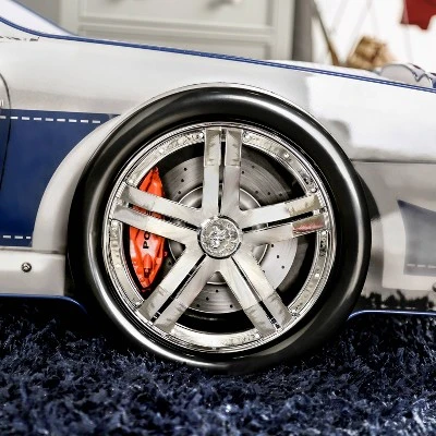 Twin Quessa Police Car Bed With Led Headlight Chair Black/White - HOMES: Inside + Out - Image 6