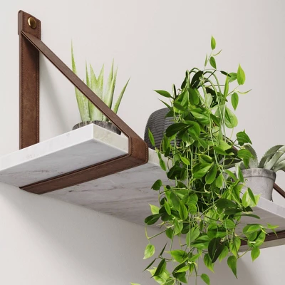 Brandon Vintage Matte Faux Marble Wall Shelf Brown - Nathan James - Image 4