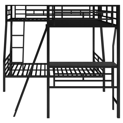 Twin Over Full Metal Bunk Bed With Twin Size Loft Bed And Desk, Black - ModernLuxe - Image 7