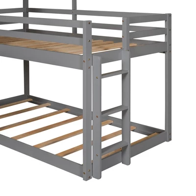 Twin Over Twin Wood Bunk Bed With Roof, Window, Guardrail, And Ladder-ModernLuxe - Image 6
