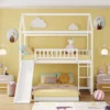 Twin Over Twin Bunk Bed, House Bed With Slide And Ladder-ModernLuxe