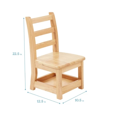 ECR4Kids Three Rung Ladderback Chairs With Storage, 2-Pack - Natural