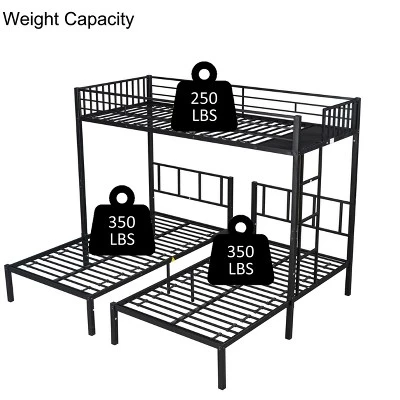 Twin Over Twin Metal Triple Bunk Bed With Ladder-ModernLuxe - Image 5
