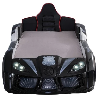 Twin Tarryton Police Cruiser Bed With Led Lights And Sound Black/White - MiBasics - Image 4