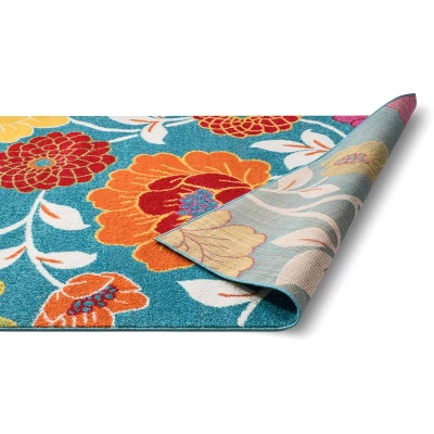 Well Woven Modern Daisy Flowers Blue Kids Room Floral Area Rug - Image 3