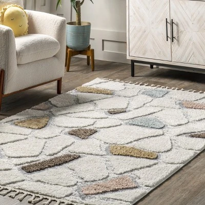 Zende Colorful Stones Kids Tassel Area Rug - Image 8