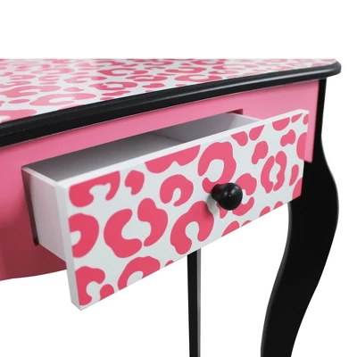 Fashion Leopard Prints Gisele Play Wooden Vanity Set Pink / Black - Teamson Kids - Image 5